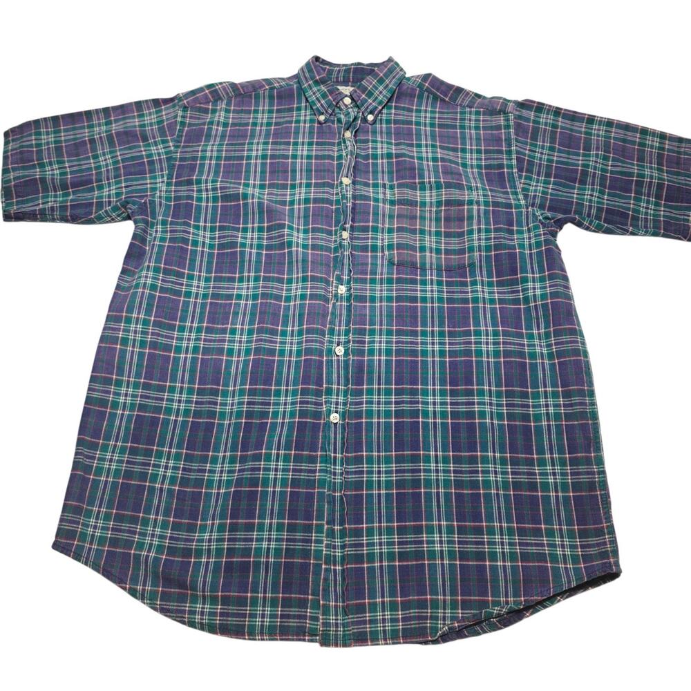Vintage 90’s American Eagle Button Down Shirt Size XL Men’s Blue Green Plaid